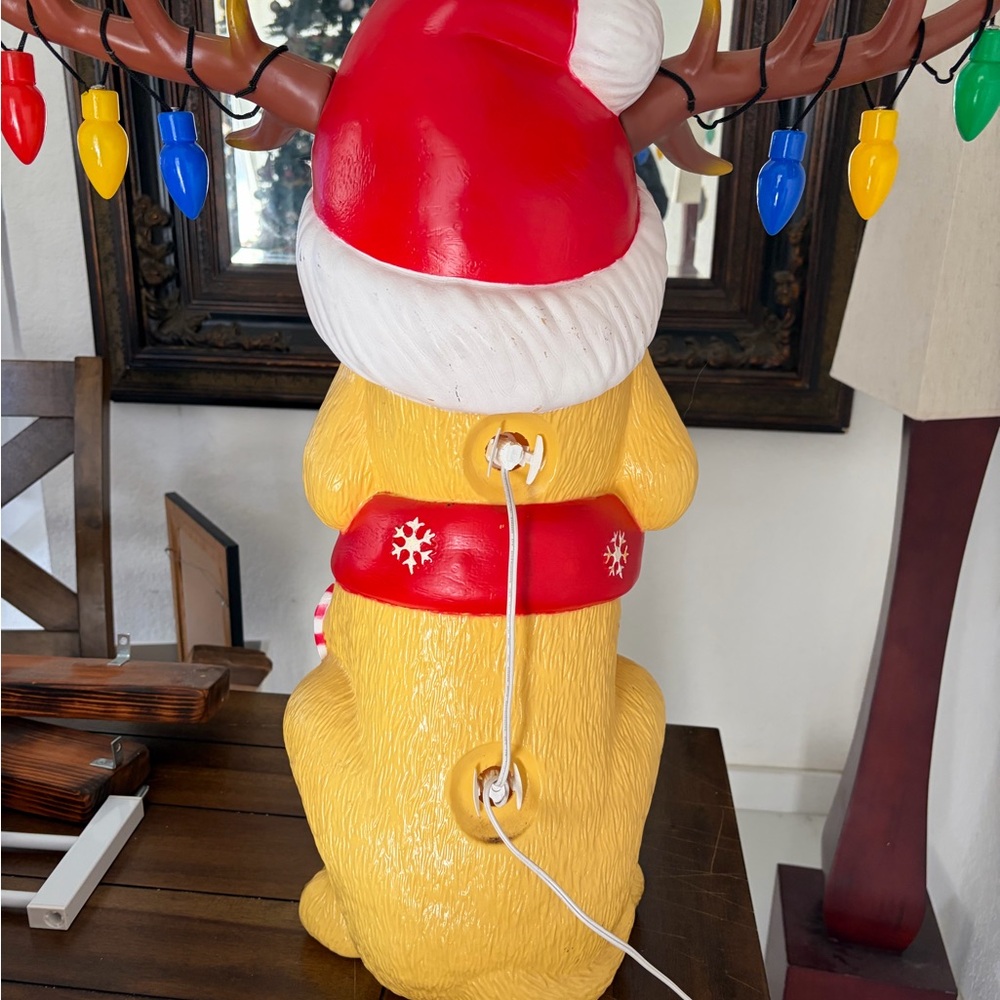 Dog Wearing Antlers Light-Up Blow Mold Indoor Outdoor Christmas Holiday Decor - Picture 6 of 7